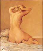 Girl fixing hair (1996), oil on canvas, 97 x 82cm. Private collection. 
