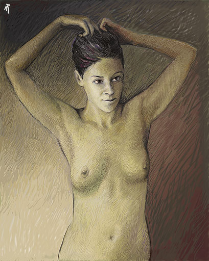 Photoshop drawing: Pinning hair